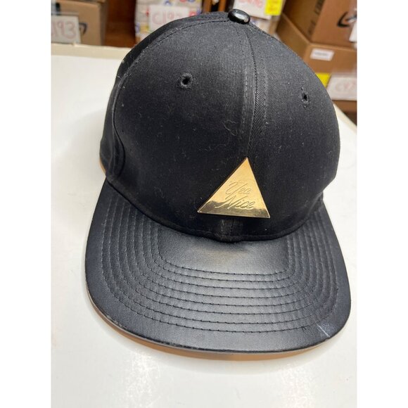 Yea.Nice Black Snapback Hat With Gold Triangle Logo C121 - Picture 10 of 11